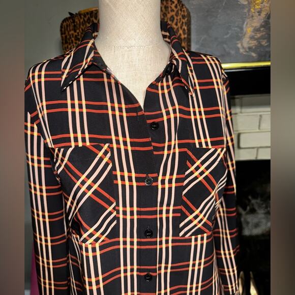 ANTHROPOLOGIE SANCTUARY Button Up Top Black Striped Women’s Size XS - Picture 8 of 9